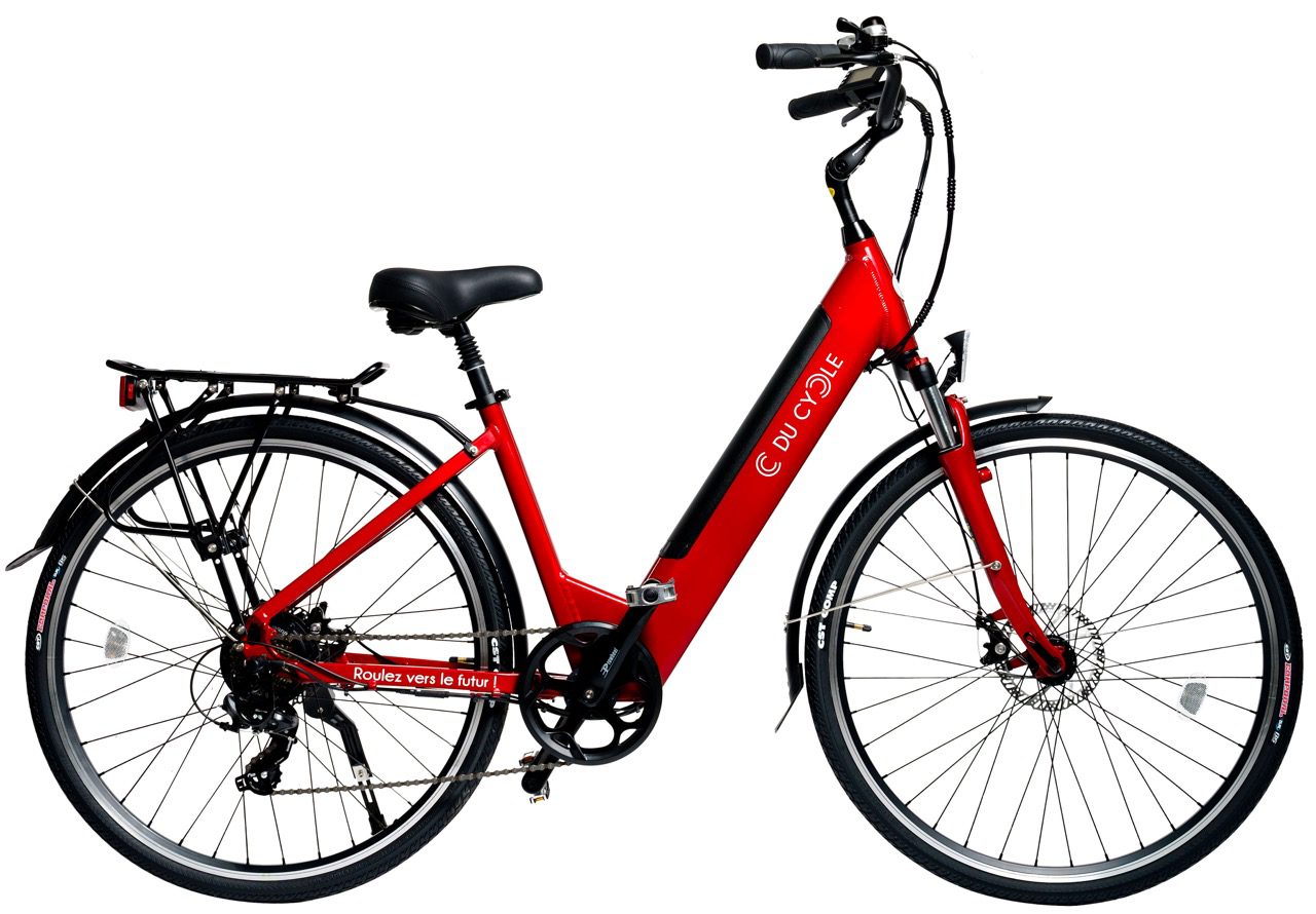 Vélo électrique Ariane rouge brillant, face côté droit